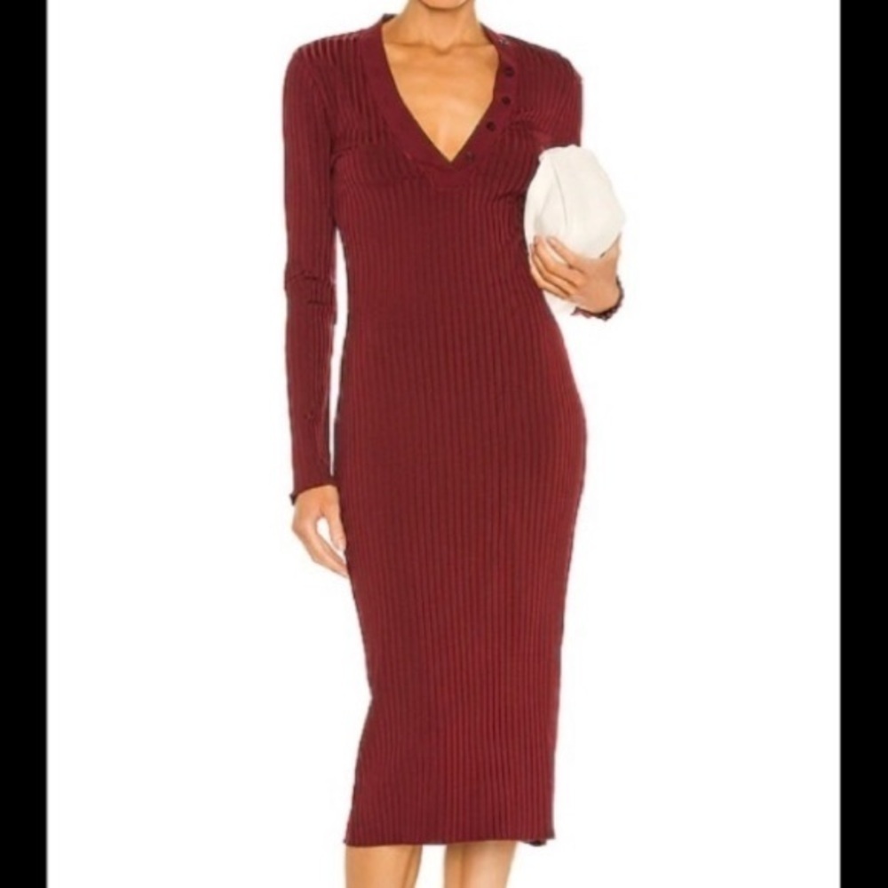 L’academie The Clarissa Midi Dress In Red Wine